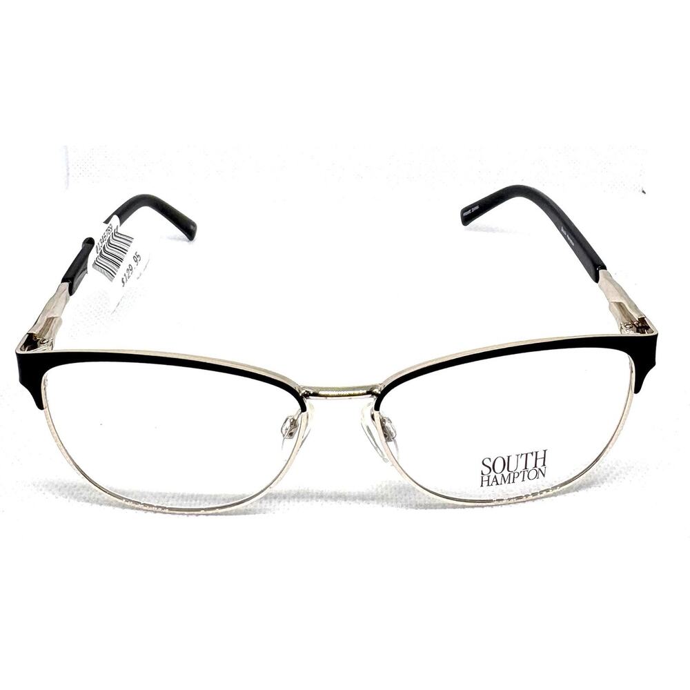 SOUTH HAMPTON SH9001 BLACK GOLD AUTHENTIC DESIGNER EYEGLASSES 55-15